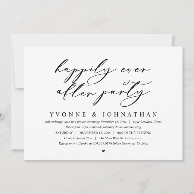 Convite Felizmente Depois Do Festa De Janto De Elopemento  (Frente)