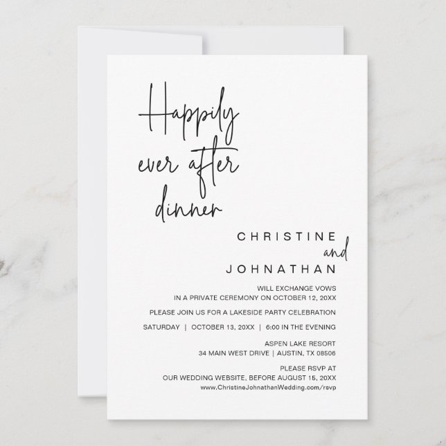 Convite Felizmente Depois Do Festa De Janto De Elopemento  (Frente)