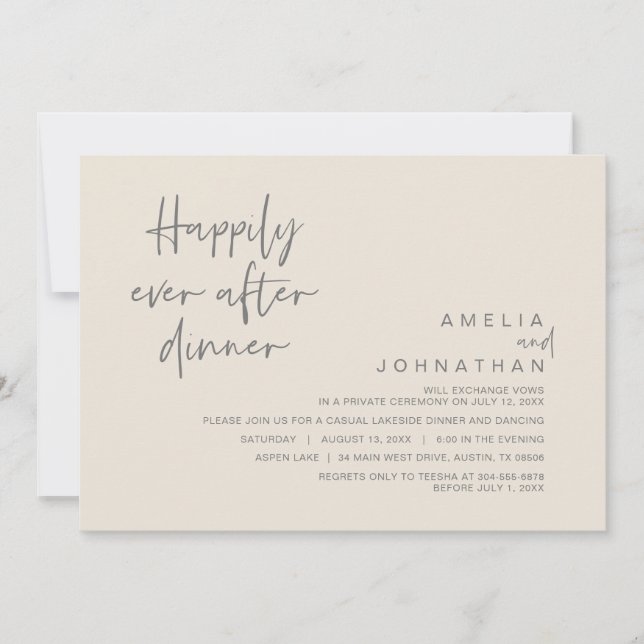 Convite Felizmente Depois Do Janto De Casamento, Cinzas Ne (Frente)