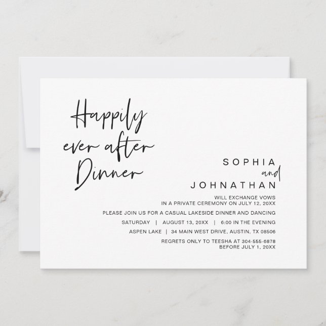 Convite Felizmente, depois do Janto de casamento, preto e  (Frente)