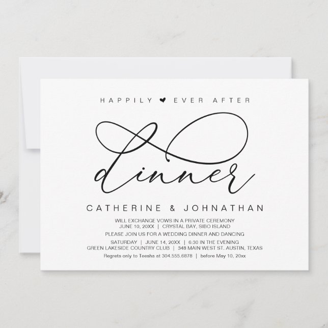 Convite Felizmente Depois do Janto, Partido Romântico Mode (Frente)