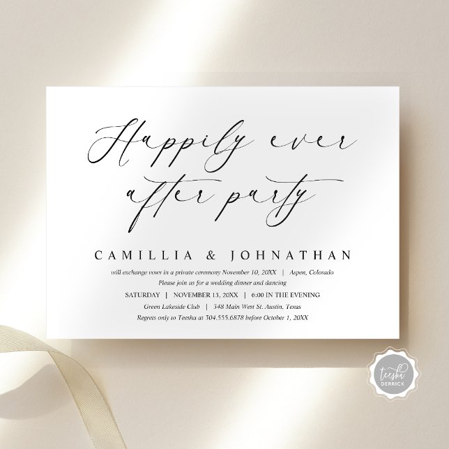 Convite Felizmente Depois Do Partido Do Elopemento De Casa (Happily Ever After Wedding Elopement Party Invitation Card, Digital Download, Online template)