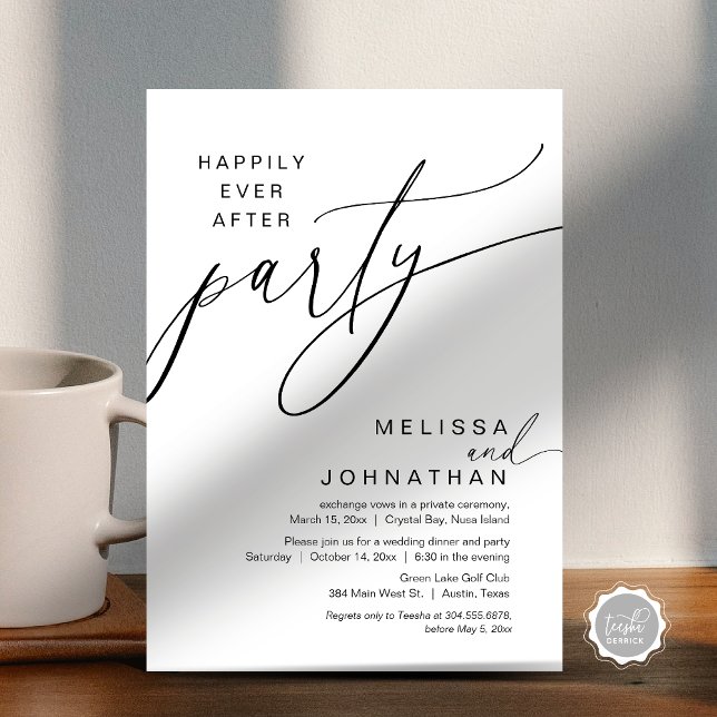 Convite Felizmente Depois Do Partido Do Elopemento De Casa (Happily Ever After Wedding Elopement Party, Modern Invitation Card, printed and digital download)