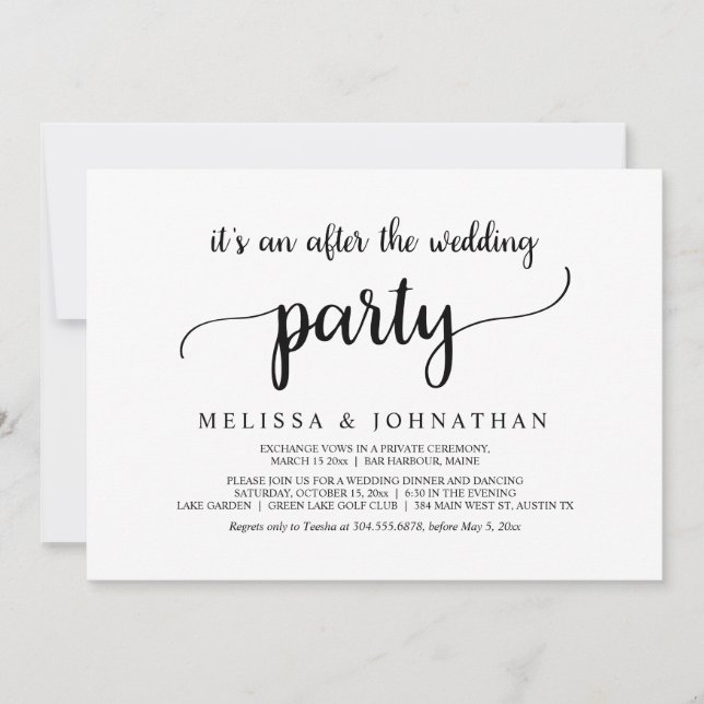 Convite Felizmente Depois Do Partido Do Elopemento De Casa (Frente)