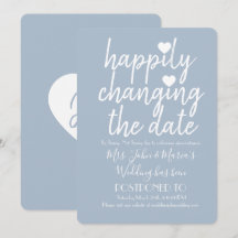 Felizmente Mudando a Data Casamento Rosa Azul