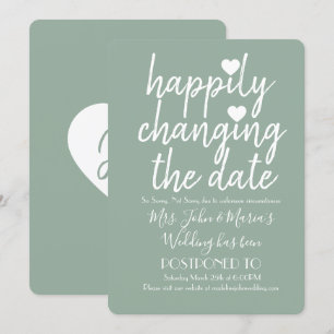 Convite Felizmente Mudando a data de casamento Sage Verde