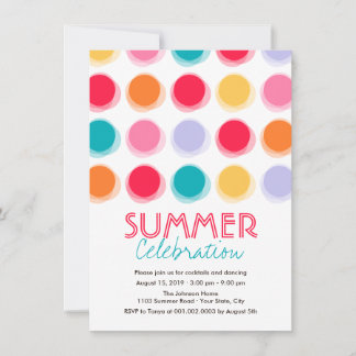 Convite Felpudo Color Dancing Dots Fun Summer Party