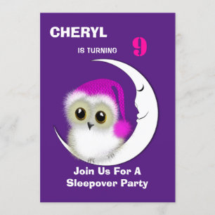 Convite Felpudo Night Owl Sleepover Personalizado