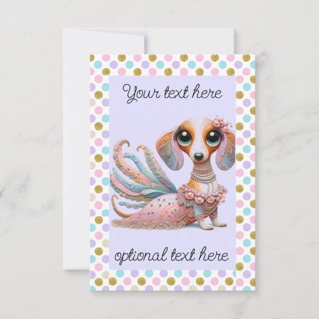 Convite Feminine Dachshund Qualquer Partido de Ocasião (Frente)