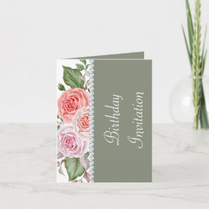 Convite Feminine Floral & Diamond aniversário de 30 anos