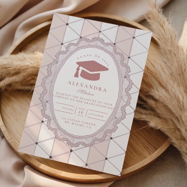 Convite Feminine Scalloped Graduation (Criador carregado)