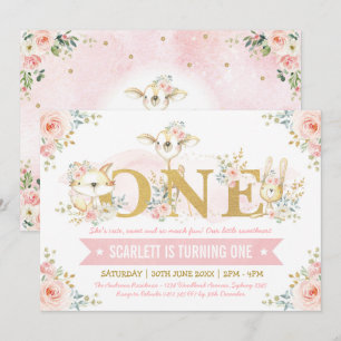 Convite Feminino cora o partido de primeiro aniversario