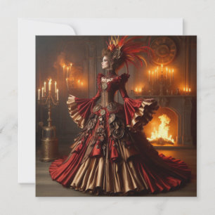 Convite Fênix Fire Queen Steampunk Victorunk Industrial