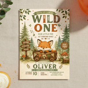 Convite Fera de 1º Aniversário Tema Raposa da Floresta