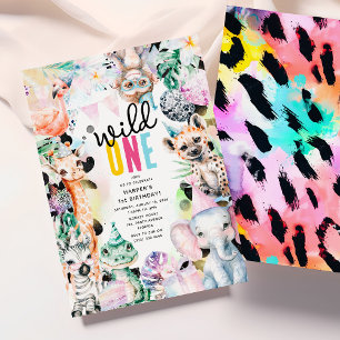 Convite Fera de um ano! Animais de Safari Legal Aniversári