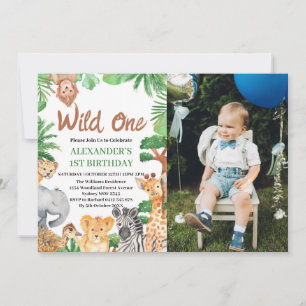 Convite Fera Selvagem Safari Jungle Animais 1º Aniversário