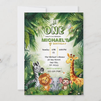 Convite Fera Um Safari Animais da Selva 1º Aniversário