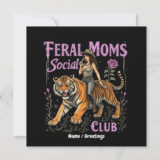 Convite Feral Mamãe Social Club | Presente Gráfico de Tend (Frente)