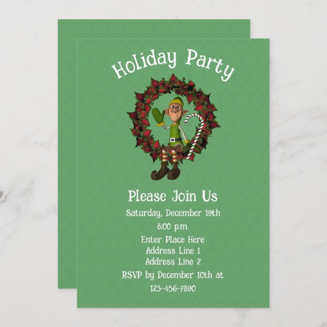 Convite Feriado Bonito Em Poinsettia Férias De Natal (Frente/Verso)