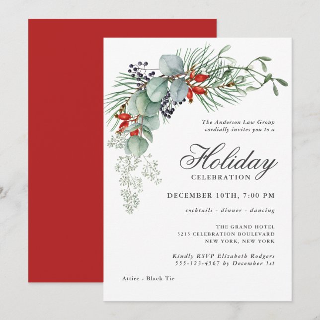 Convite Feriado Botânico Greenery - Partido Corporativo (Frente/Verso)