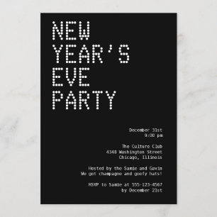 Convite Feriado branco do partido do preto glamoroso dos