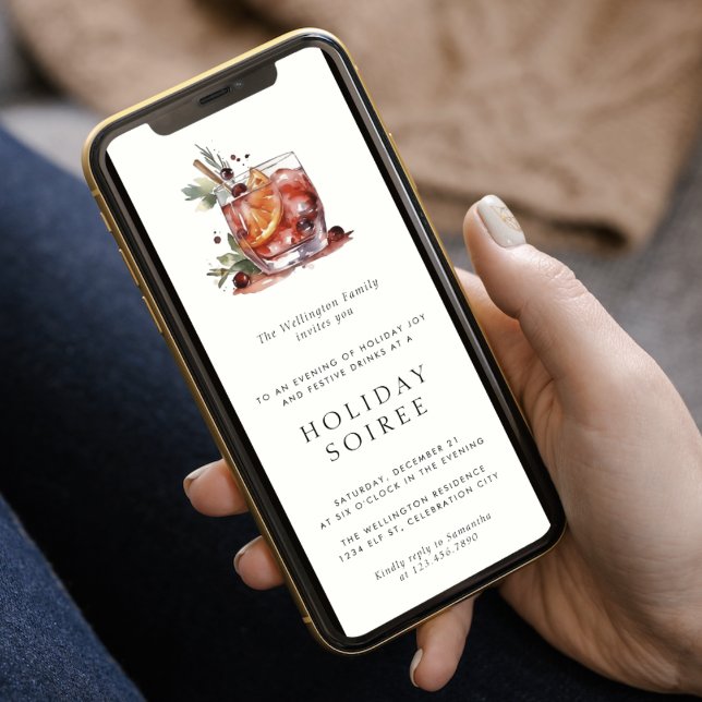 Convite Feriado Coquetel Moderno Festa de Natal Festivo (Criador carregado)