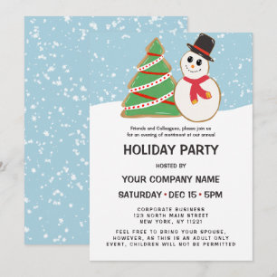 Convite Feriado corporativo de Cookie de árvore de Snowman