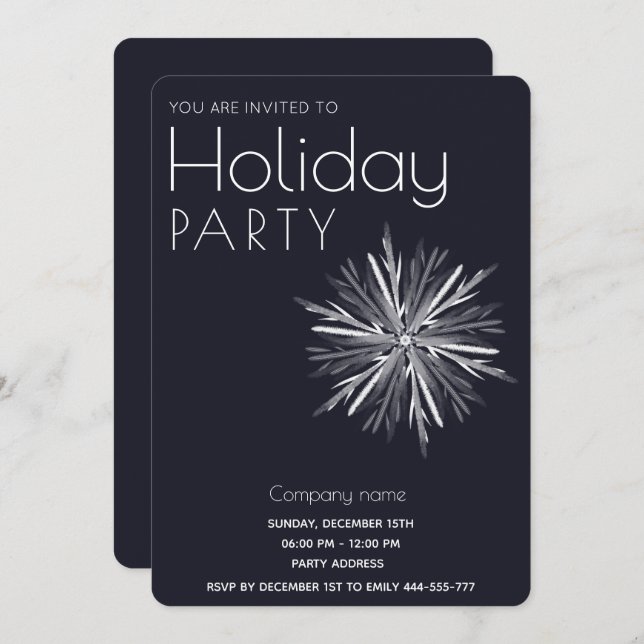Convite Feriado corporativo de neves com aquarela minimali (Frente/Verso)