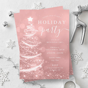 Convite Feriado da Companhia de Árvore de Natal Rosa-Esmag