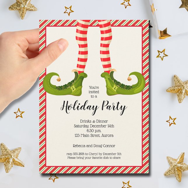 Convite Feriado das Pernas do Elf de Natal Jolly (Jolly Christmas Elf Legs Holiday Party Invitations)