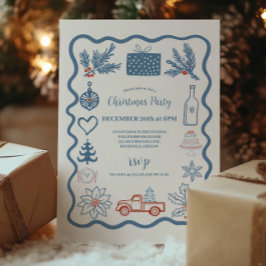 Convite Feriado de Arte da Linha de Arroz de Natal