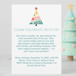 Convite Feriado de Árvore de Natal Moderno Whimsical