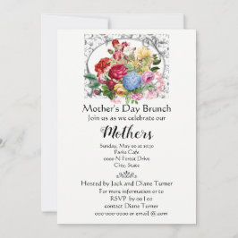 Convite Feriado de Dia de as mães Elegante com Flores Vint