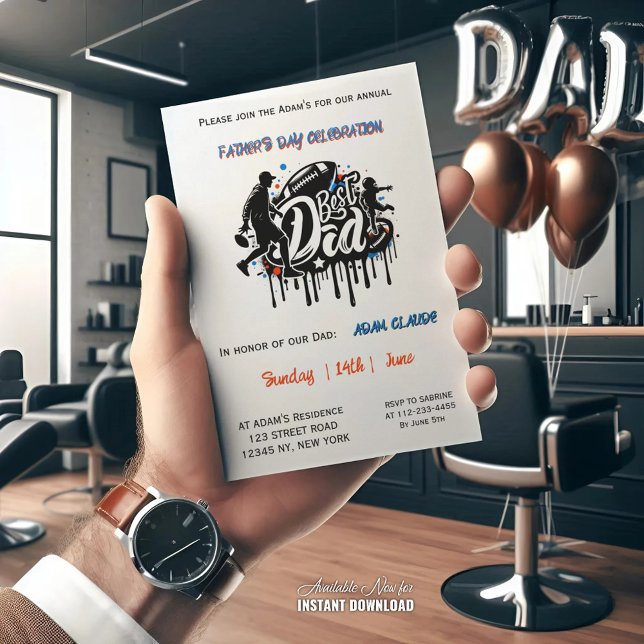 Convite Feriado de grafite filho do melhor Pai de futebol (Criador carregado)