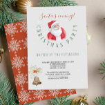 Convite Feriado de inverno | Festa de Natal dos Papais noe<br><div class="desc">Feriados de inverno, Convite de festas de Natal vermelho e cinza no estilo da tipografia moderna, com uma cabeça de Papai Noel, um sino, groselhas sagradas e um padrão estilizado de flocos de neve no reverso. Personalize-o com seus detalhes! Adequado para festas de inverno sazonais - casa aberta / troca...</div>