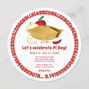 Convite Feriado de Matemática Branca Vermelha no Pi Day