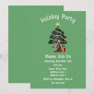 Convite Feriado de Natal de Árvore Elf Bonita
