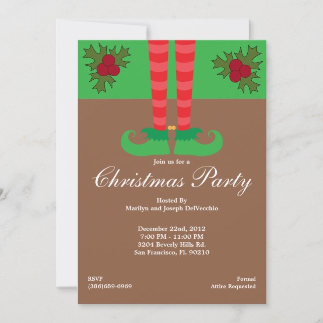 Convite Feriado de Natal de Elf Feet (Frente)