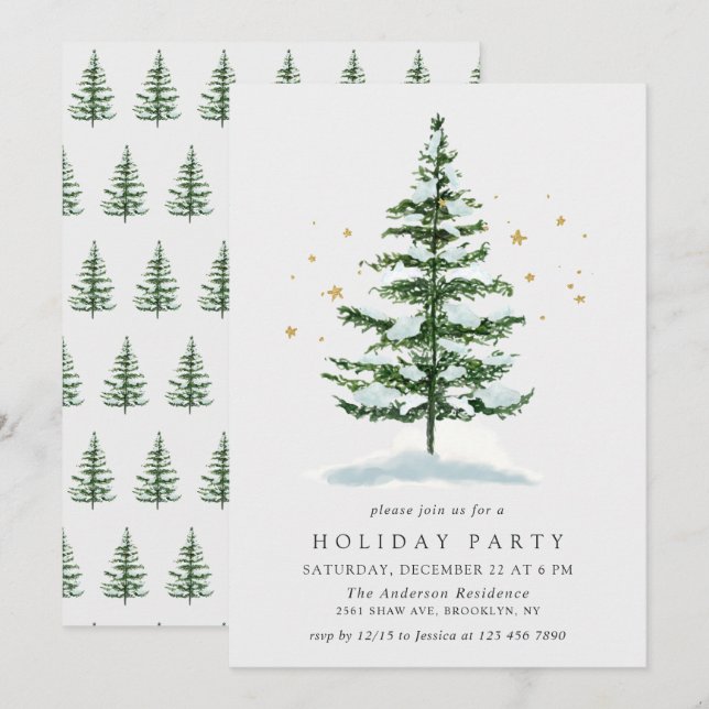 Convite Feriado de Natal de Pine de Água (Frente/Verso)