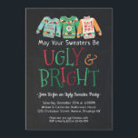 Convite Feriado de Natal do Chalkboard Ugly Bright<br><div class="desc">Convite para Festa de Férias de Natal do Chalkboard Ugly Bright</div>