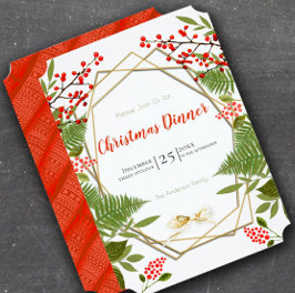 Convite Feriado de Natal do Quadro Geométrico Dourado de R