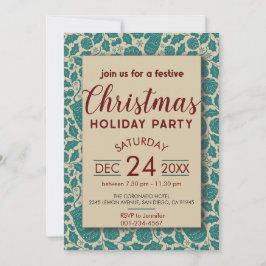 Convite Feriado de Natal do Retro Cozy Azul