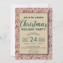 Convite Feriado de Natal do Retro Red Cozy Vibe