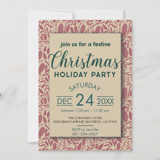 Convite Feriado de Natal do Retro Red Cozy Vibe (Frente)