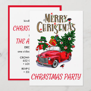 Convite Feriado de Natal do Vintage Red car