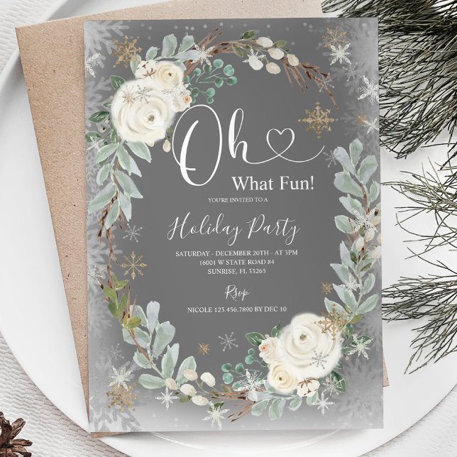 Convite Feriado de Natal Elegante de Prata Branca inverno (Criador carregado)