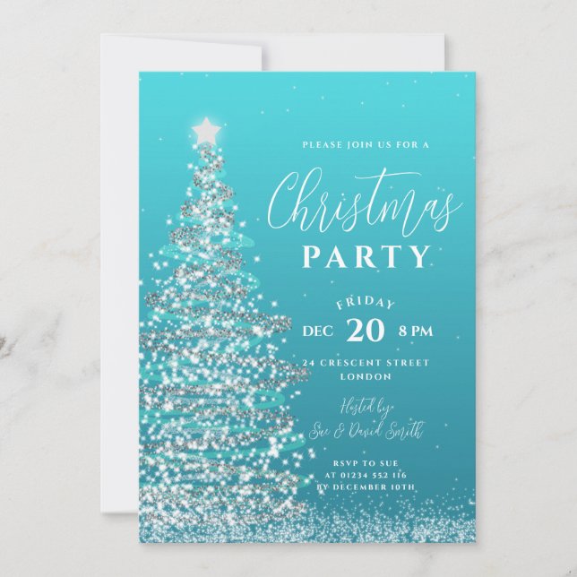 Convite Feriado de Natal Elegante, Festa de Prata (Frente)