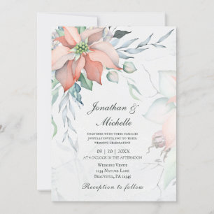 Convite Feriado de Natal Elegante Floral de Aquarela