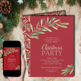 Convite Feriado de Natal Elegante Greenery