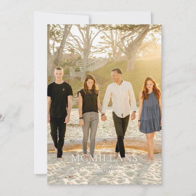 Convite Feriado de Natal Floral do Nome da Família Elegant (Frente)